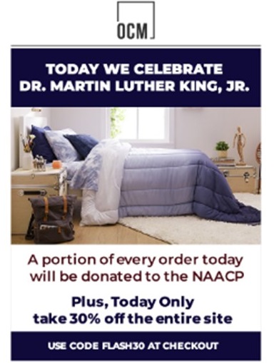 january email subject lines - martin luther king day email example