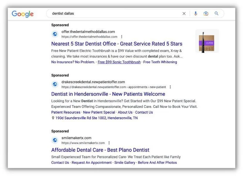 online presence - paid ads on Google.