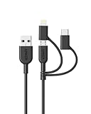 Anker PowerLine II 3-in-1 ケーブル (ライトニング/USB-C/Micro USB端子) MFi認証 iPhone / Android 各種対応 (0.9m ブラック)