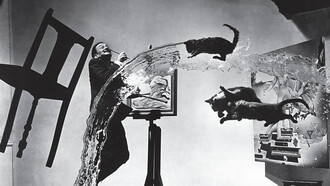 Phillipe Halsman's photograph "Dalí Atomicus" (1948) of famous surrealist Salvador Dalí jumping into the air with three cats flying past him captures the essence of surrealism, bending reality while letting the imagination soar