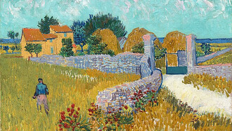 "Farmhouse in Provence" artwork by Vincent van Gogh, painted in February 1888 in Arles, in the south of France