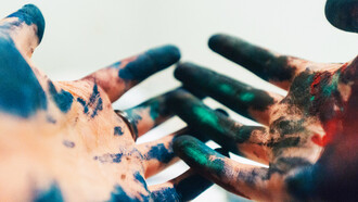 Painted hands; formalism represents the importance of intention and purpose in art