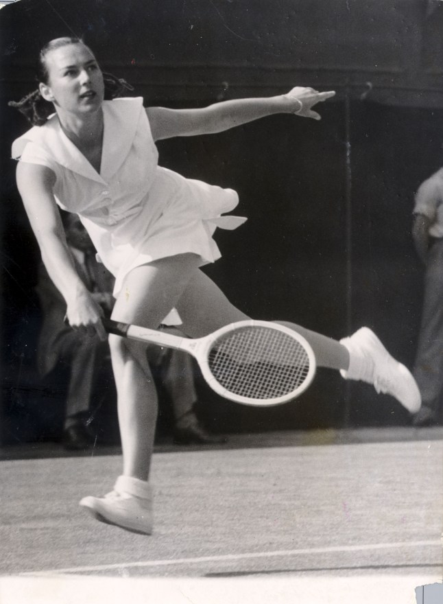 Gussy Moran in action at Wimbledon in 1949 (Picture: Fulton/Getty)