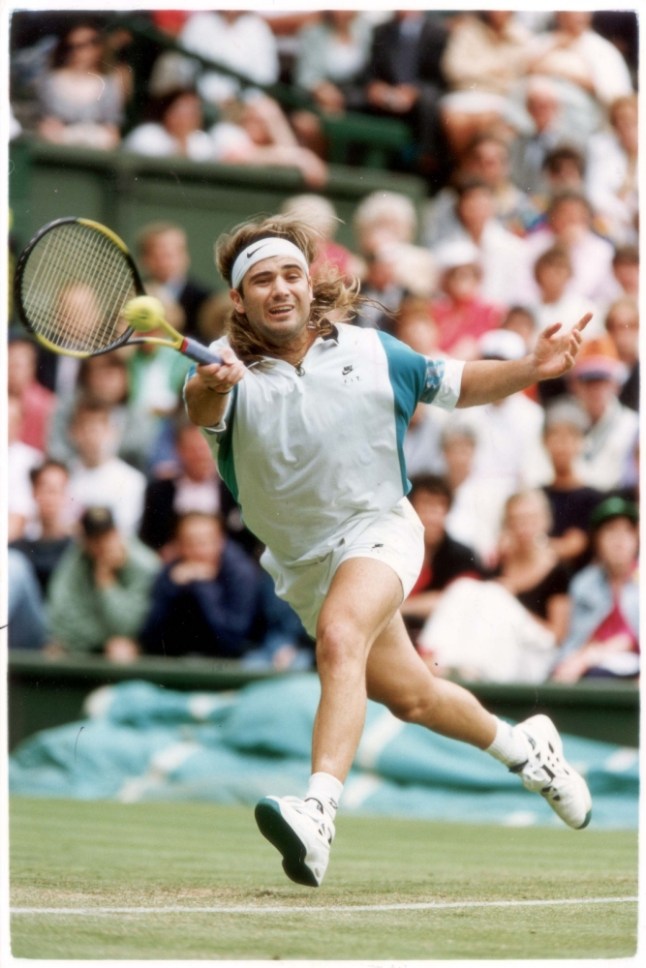 Andre Agassi in action at Wimbledon in 1993 (Rexmailpix)