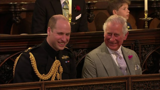 The wedding of Prince Harry and Meghan Markle at Windsor Castle at Windsor Castle. Broadcast on ITV1 Featuring: Prince William, Duke of Cambridge, Charles, Prince of Wales, Prince Charles When: 19 May 2018 Credit: Supplied by WENN **WENN does not claim any ownership including but not limited to Copyright, License in attached material. Fees charged by WENN are for WENN's services only, do not, nor are they intended to, convey to the user any ownership of Copyright, License in material. By publishing this material you expressly agree to indemnify, to hold WENN, its directors, shareholders, employees harmless from any loss, claims, damages, demands, expenses (including legal fees), any causes of action, allegation against WENN arising out of, connected in any way with publication of the material.**