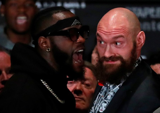 Boxing - Deontay Wilder & Tyson Fury Press Conference - The Westin Bonaventure Hotel & Suites, Los Angeles, United States - November 28, 2018 Deontay Wilder shouts at Tyson Fury during the press conference Action Images via Reuters/Andrew Couldridge