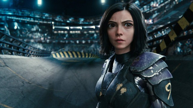 Rosa Salazar as Alita from Alita: Battle Angel stands alone in an arena