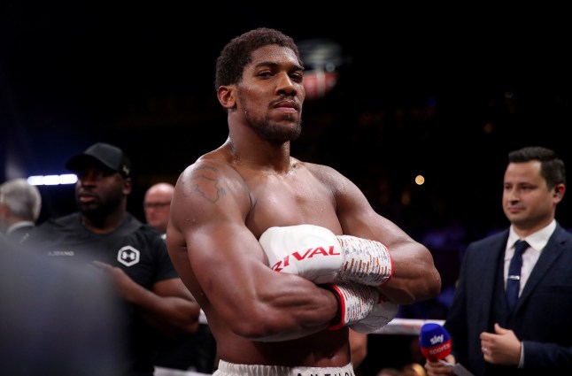 Anthony Joshua after reclaiming the IBF, WBA, WBO & IBO World Heavyweight Championship belts from Andy Ruiz (not pictured) at the Diriyah Arena, Diriyah, Saudi Arabia. PA Photo. Picture date: Saturday December 7, 2019. See PA story BOXING Saudi Arabia. Photo credit should read: Nick Potts/PA Wire