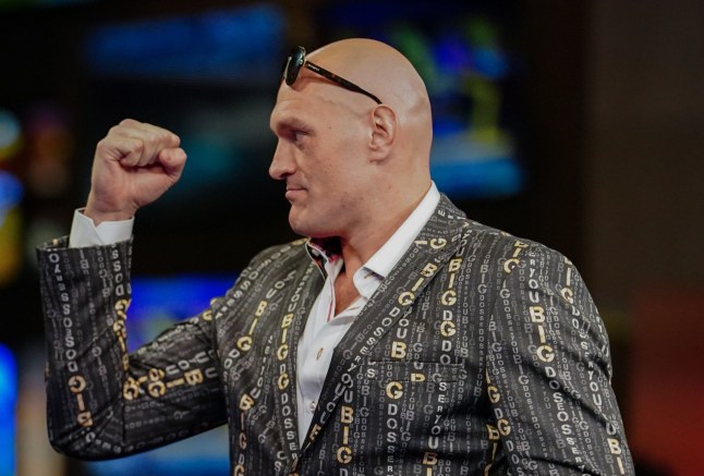 Mandatory Credit: Photo by Dave Shopland/BPI/REX (10562664i) Tyson Fury wearing his Big Dosser Suit for TV interview Tyson Fury II, TV Apearance, WBC heavyweight title, Boxing, MGM Grand, Las Vegas, USA - 20 Feb 2020