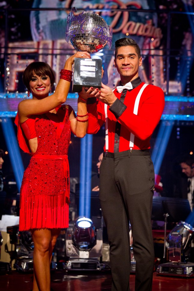 Television Programme: Strictly Come Dancing - Final Episode - Picture Shows: **Results Show** Flavia Cacace & Louis Smith with the winners trophy (C) BBC - Photographer: Guy Levy