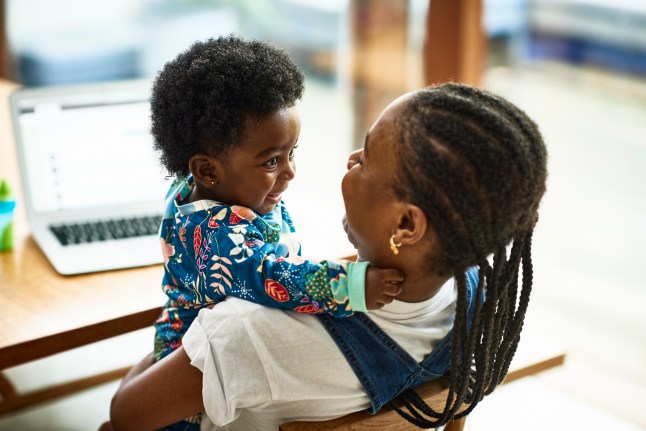 Woman with baby son