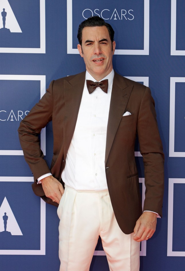 Mandatory Credit: Photo by Rick Rycroft/POOL/EPA-EFE/Shutterstock (11875604h) Sacha Baron Cohen arrives for the 93rd annual Academy Awards screening in Sydney, Australia, 26 April 2021. The Oscars are presented for outstanding individual or collective efforts in filmmaking in 24 categories. The Oscars happen two months later than originally planned, due to the impact of the coronavirus COVID-19 pandemic on cinema. Arrivals - 93rd Academy Awards, Australia - 25 Apr 2021