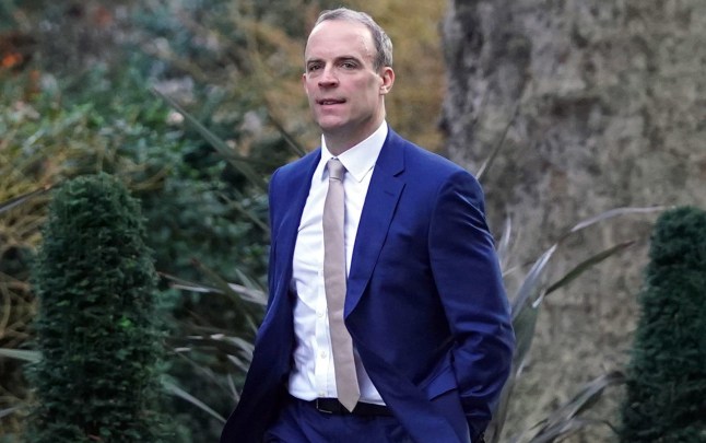 Justice Minister and Deputy Prime Minister Dominic Raab arrives in Downing Street, London, ahead of the government's weekly Cabinet meeting. Picture date: Tuesday January 18, 2022. PA Photo. Photo credit should read: Stefan Rousseau/PA Wire