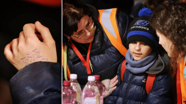 Ukrainian boy, 11, travels 600 miles alone to border with number on his hand