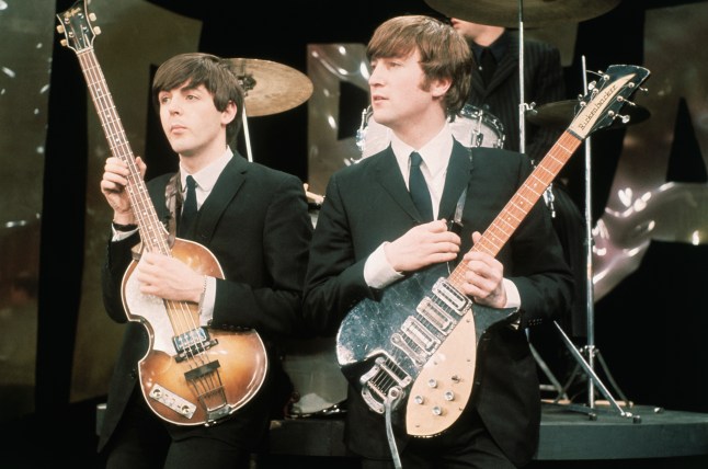 Paul McCartney and John Lennon with Guitars