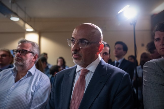 LONDON, ENGLAND - JULY 11: Chancellor of the Exchequer and Conservative Party leadership candidate, Nadhim Zahawi, waits to speak at a Conservative Way Forward relaunch event on July 11, 2022 in London, England. Conservative Way Forward (CWF) is a campaigning group, which is Thatcherite in its outlook and agenda. Founded by Margaret Thatcher, Steve Baker MP is the current Chair. (Photo by Carl Court/Getty Images)