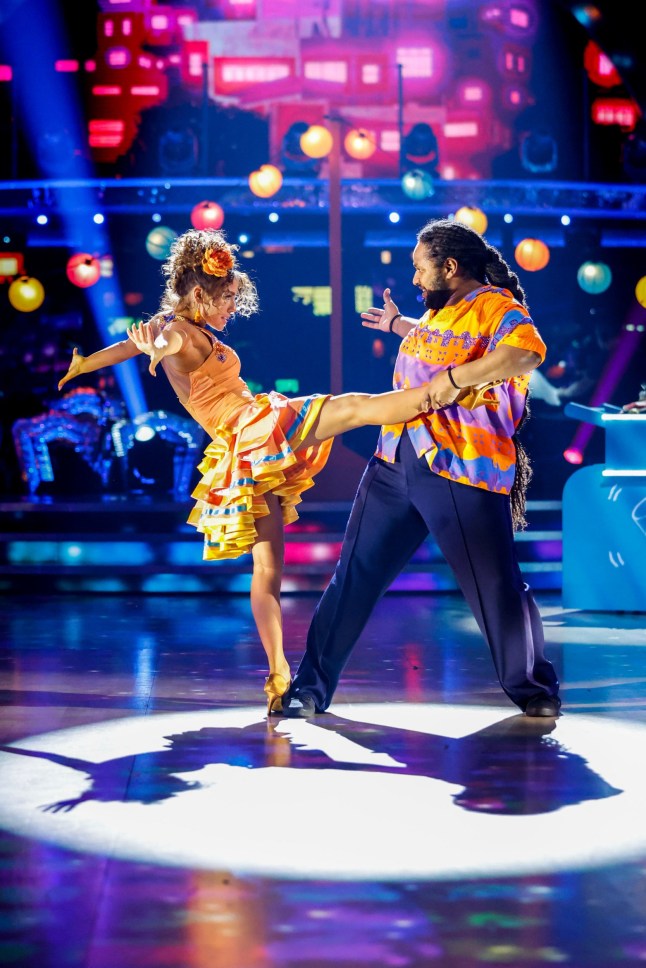 EMBARGOED TO 2030 SATURDAY OCTOBER 15 For use in UK, Ireland or Benelux countries only BBC handout photo of Hamza Yassin & Jowita Przystal during the dress rehearsal of Strictly Come Dancing on BBC1. Issue date: Saturday October 15, 2022. PA Photo. See PA story SHOWBIZ Strictly. Photo credit should read: Guy Levy/BBC/PA Wire NOTE TO EDITORS: Not for use more than 21 days after issue. You may use this picture without charge only for the purpose of publicising or reporting on current BBC programming, personnel or other BBC output or activity within 21 days of issue. Any use after that time MUST be cleared through BBC Picture Publicity. Please credit the image to the BBC and any named photographer or independent programme maker, as described in the caption.