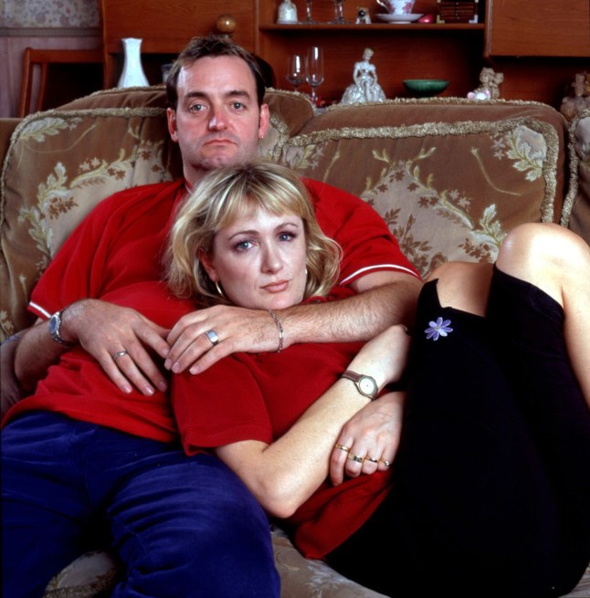 Editorial use only Mandatory Credit: Photo by ITV/REX/Shutterstock (671471gg) Craig Cash and Caroline Aherne in 'The Royle Family' 1999 ITV ARCHIVE