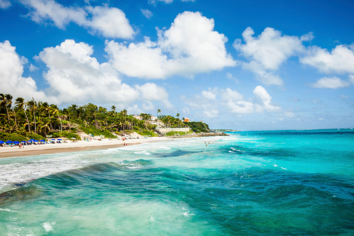 White clouds over Crane Beach in the Barbados.