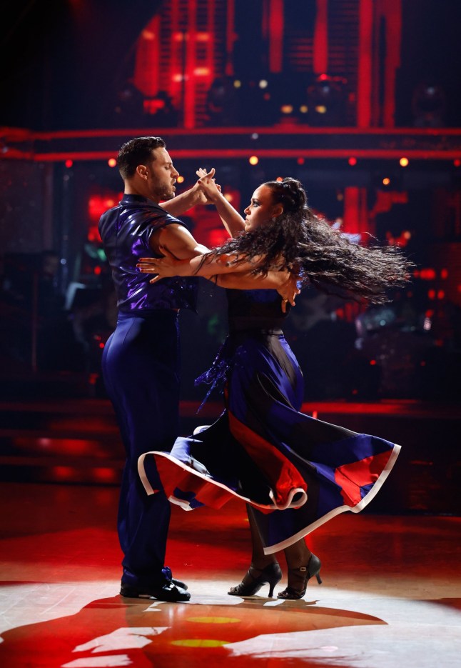 For use in UK, Ireland or Benelux countries only BBC handout photo of Ellie Leach and Vito Coppola during their appearance on the live show on Saturday for BBC1's Strictly Come Dancing. Picture date: Saturday October 21, 2023. PA Photo. See PA story SHOWBIZ Strictly. Photo credit should read: Guy Levy/BBC/PA Wire NOTE TO EDITORS: Not for use more than 21 days after issue. You may use this picture without charge only for the purpose of publicising or reporting on current BBC programming, personnel or other BBC output or activity within 21 days of issue. Any use after that time MUST be cleared through BBC Picture Publicity. Please credit the image to the BBC and any named photographer or independent programme maker, as described in the caption.