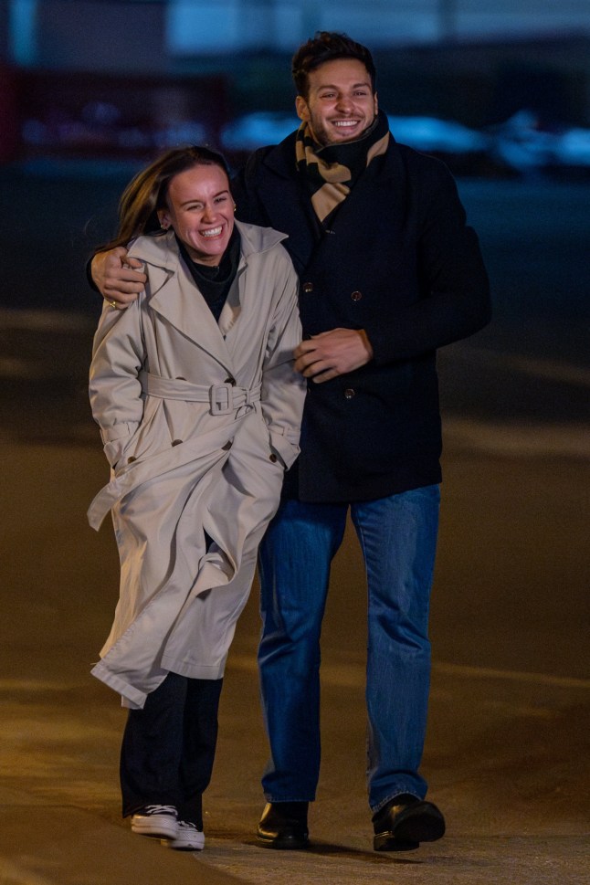 EXCLUSIVE: * Web Set Fee 400 GBP * * Print Fees To Be Agreed * Rumoured Strictly Come Dancing Lovebirds Ellie Leach And Vito Coppola Are Spotted On A Stroll In Blackpool. The pair, who have set tongues wagging that they are dating, only had eyes for one another as they enjoyed an evening walk along the sea front. Vito placed a protective arm around Ellie at times and they were spotted laughing and joking together. Pictured: Ellie Leach,Vito Coppola Ref: SPL10001269 151123 EXCLUSIVE Picture by: SplashNews.com Splash News and Pictures USA: 310-525-5808 UK: 020 8126 1009 eamteam@shutterstock.com World Rights