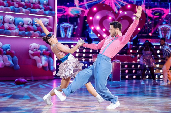 For use in UK, Ireland or Benelux countries only BBC handout photo of Ellie Leach and Vito Coppola during their appearance on the live show on Saturday for BBC1's Strictly Come Dancing. Issue date: Saturday November 18, 2023. PA Photo. Photo credit should read: Guy Levy/BBC/PA Wire NOTE TO EDITORS: Not for use more than 21 days after issue. You may use this picture without charge only for the purpose of publicising or reporting on current BBC programming, personnel or other BBC output or activity within 21 days of issue. Any use after that time MUST be cleared through BBC Picture Publicity. Please credit the image to the BBC and any named photographer or independent programme maker, as described in the caption.