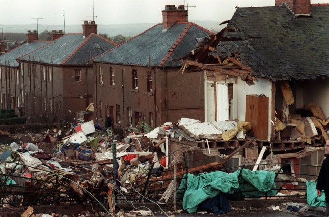 (FILES) In this file photo taken on December 22, 1988 shows the scene of devastation caused by the explosion of a 747 Pan Am Jumbo jet over Lockerbie, that crashed 21 December on the route to New-York, with 259 passengers on board. - The United States plans to unseal charges soon against a Libyan man suspected of assembling the bomb that blew up a US airliner over Lockerbie, Scotland, in 1988, US newspapers have reported. But in Britain, the father of one of the victims of the disaster called the development "unwelcome" and cast doubt on the involvement of the suspect, Abu Agila Mohammad Masud."I can't see the connection between these new allegations and the Lockerbie story," Jim Swire, whose daughter Flora was killed in the bombing 32 years ago, told AFP on December 17, 2020. (Photo by ROY LETKEY / AFP) (Photo by ROY LETKEY/AFP via Getty Images)