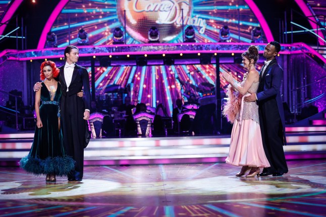 EMBARGOED TO 2000 SUNDAY DECEMBER 10 For use in UK, Ireland or Benelux countries only BBC handout photo of Bobby Brazier and Dianne Buswell (left) with Annabel Croft and Johannes Radebe (right) during the results show of BBC1's Strictly Come Dancing. Issue date: Sunday December 10, 2023. See PA story SHOWBIZ Strictly. Photo credit should read: Guy Levy/BBC/PA Wire NOTE TO EDITORS: Not for use more than 21 days after issue. You may use this picture without charge only for the purpose of publicising or reporting on current BBC programming, personnel or other BBC output or activity within 21 days of issue. Any use after that time MUST be cleared through BBC Picture Publicity. Please credit the image to the BBC and any named photographer or independent programme maker, as described in the caption