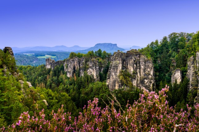 Saxon Switzerland landscape un Germany with its sandstone cliffs and mountains