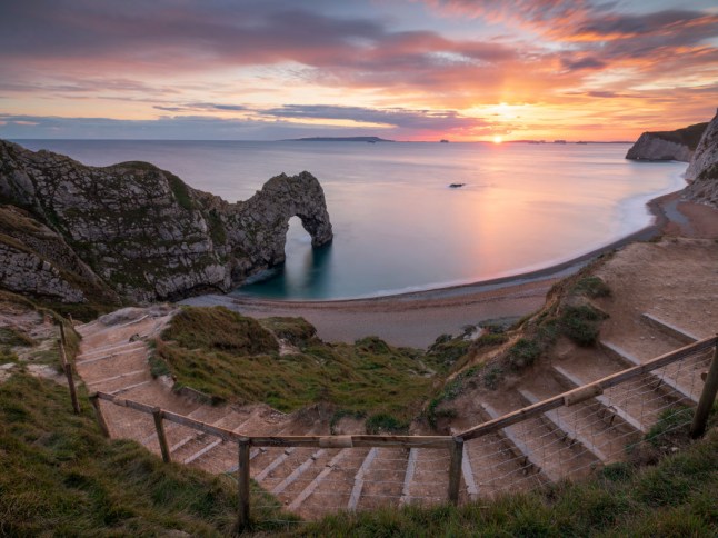 Sunset at Durdle Door in Dorset