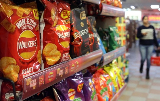 Walkers crisps on supermarket shelf