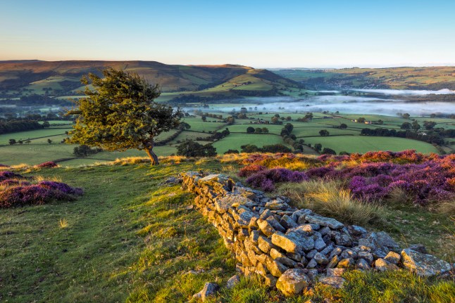 Peak District morning view, Hope valley, England.