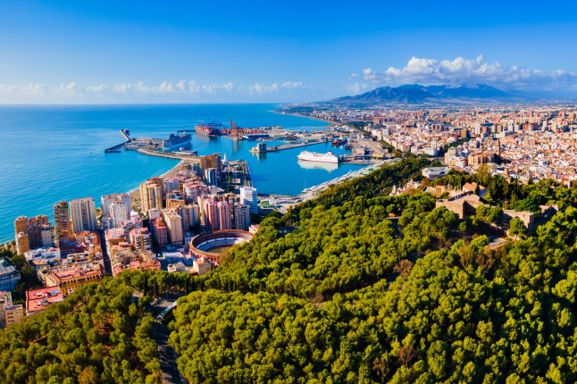 Malaga aerial panoramic view. Malaga is a city in the Andalusia community in Spain