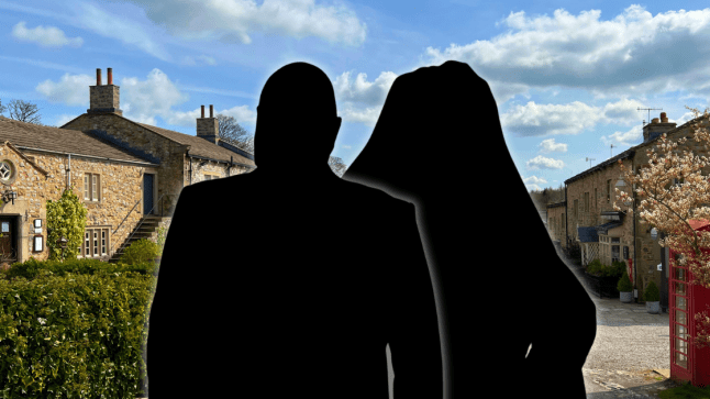 Silhouette of Mandy and Paddy in Emmerdale