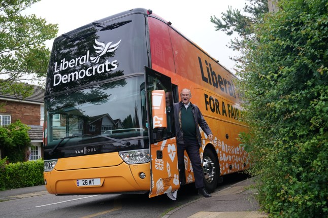 Liberal Democrats leader Sir Ed Davey arrives at High Beeches Primary School, Hertfordshire, while on the General Election campaign trail. Picture date: Friday May 31, 2024. PA Photo. See PA story POLITICS Election LibDems. Photo credit should read: Yui Mok/PA Wire