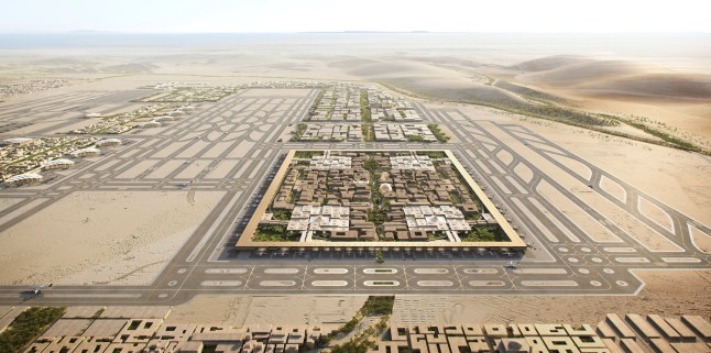 An aerial view of the proposed site for King Salman International Airport