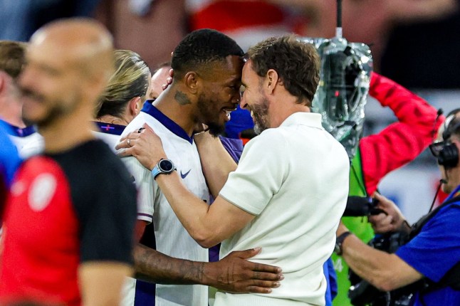 Editorial use only Mandatory Credit: Photo by Nigel Keene/ProSports/Shutterstock (14565290au) Gareth Southgate Manager of England thanks Ivan Toney of England during the Round of 16 Euro 2024 match between England and Slovakia at Veltins Arena, Gelsenkirchen England v Slovakia, Euro 2024., Round of 16 - 30 Jun 2024