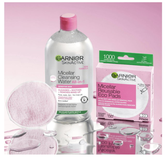 Image of Garnier Micellar Cleansing Water and Reusable Cleansing Pads