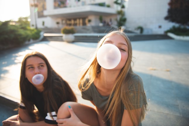 friends chewing gum