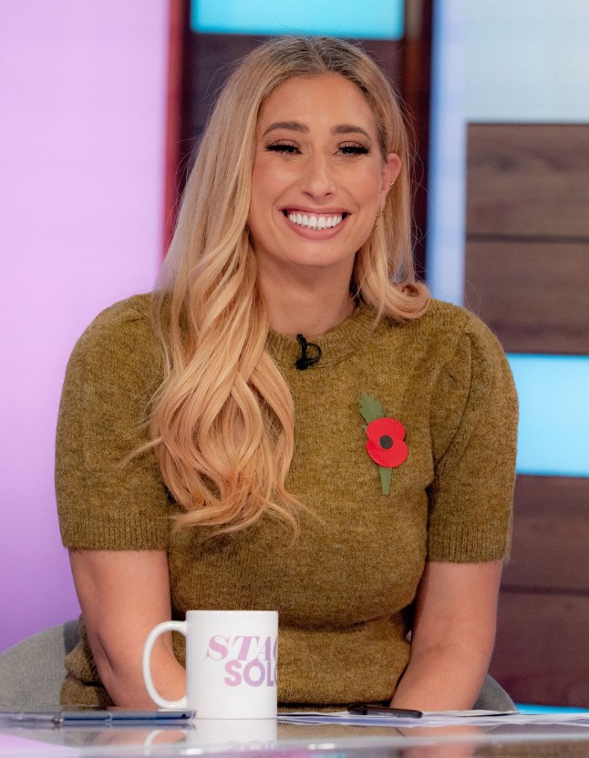 Stacey Solomon wears a green top in a still from Loose Women