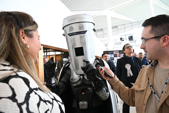 Count Binface speaking to media at the London mayor election race in May.