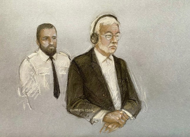 Court artist drawing by Elizabeth Cook of Hongchi Xiao appearing at Winchester Crown Court charged with manslaughter of woman at slapping therapy workshop. The 61-year-old is charged with manslaughter by gross negligence relating to the death of Danielle Carr-Gomm. Mrs Carr-Gomm, of Lewes, East Sussex, died at Cleeve House in Seend, Wiltshire, in October 2016. Picture date: Monday July 1, 2024. PA Photo. See PA story COURTS Therapy. Photo credit should read: Elizabeth Cook/PA Wire