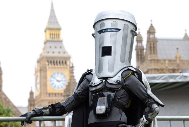 Count Binface posing near Westminster and the House of Commons with Big Ben on the background.