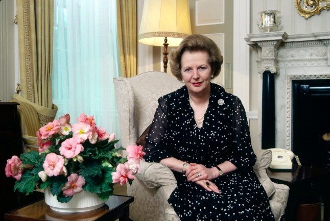 LONDON, UNITED KINGDOM - 1987: Prime Minister Margaret Thatcher sits in the drawing room of her official residence at 10 Downing Street, 1987 in London, England. (Photo by Tim Graham/Getty Images)