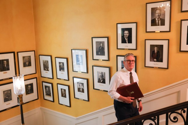 06/07/2024. London, United Kingdom. Prime Minister Keir Starmer walks up the staircase of 10 Downing Street. Picture by Simon Dawson / No 10 Downing Street