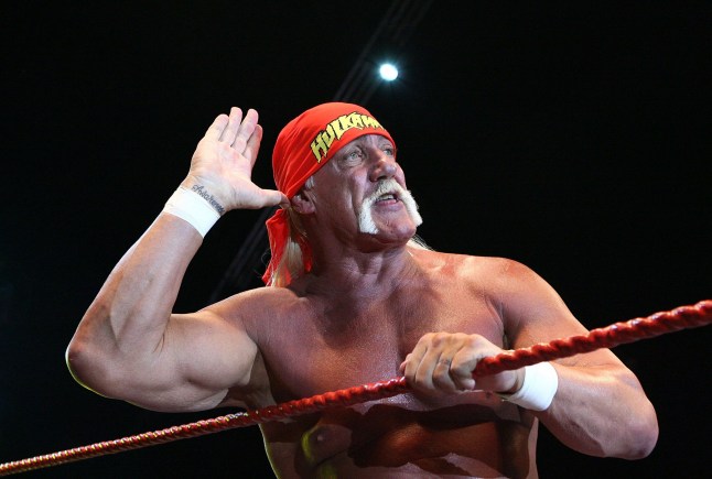 PERTH, AUSTRALIA - NOVEMBER 24: Hulk Hogan gestures to the audience during his Hulkamania Tour at the Burswood Dome on November 24, 2009 in Perth, Australia. (Photo by Paul Kane/Getty Images)