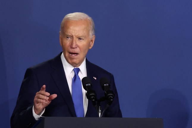 U.S. President Joe Biden speaks at a Ukraine Compact meeting, on the sidelines of the NATO's 75th anniversary summit in Washington, U.S. July 11, 2024. REUTERS/Yves Herman