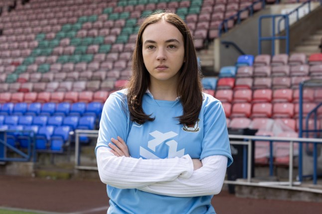 Frankie in the football stadium in Hollyoaks