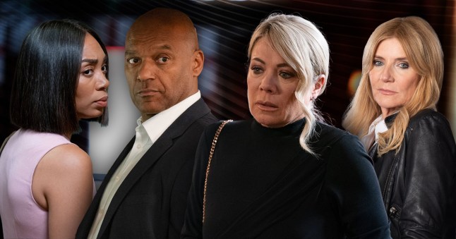 EastEnders image shows Chelsea, George, Sharon and Cindy