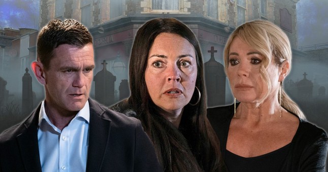 EastEnders gloomy picture shows Jack, Stacey and Sharon